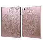 For Samsung Galaxy Tab A7 T500 Peacock Embossed Pattern TPU + PU Horizontal Flip Leather Case with Holder & Card Slots & Wallet(Rose Gold) - 1