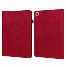 For Samsung Galaxy Tab A7 T500 Peacock Embossed Pattern TPU + PU Horizontal Flip Leather Case with Holder & Card Slots & Wallet(Red) - 1