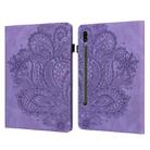 For Samsung Galaxy Tab S8 / Galaxy Tab S7 T875 Peacock Embossed Pattern TPU + PU Horizontal Flip Leather Case with Holder & Card Slots & Wallet(Purple) - 1