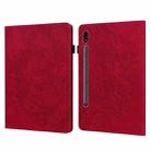 For Samsung Galaxy Tab S8 / Galaxy Tab S7 T875 Peacock Embossed Pattern TPU + PU Horizontal Flip Leather Case with Holder & Card Slots & Wallet(Red) - 1