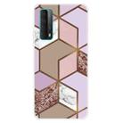 For Huawei P Smart 2021 Marble Pattern Shockproof  TPU Protective Case(Rhombus Orange Purple) - 1