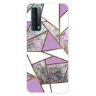 For Huawei P Smart 2021 Marble Pattern Shockproof  TPU Protective Case(Rhombus Gray Purple) - 1