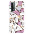For Huawei P Smart 2021 Marble Pattern Shockproof  TPU Protective Case(Rhombus White Purple) - 1