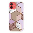 For iPhone 12 mini Marble Pattern Shockproof  TPU Protective Case (Rhombus Orange Purple) - 1