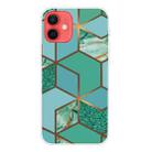 For iPhone 12 mini Marble Pattern Shockproof  TPU Protective Case (Rhombus Green) - 1