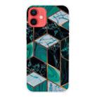 For iPhone 12 mini Marble Pattern Shockproof  TPU Protective Case (Rhombus Dark Green) - 1