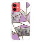 For iPhone 12 mini Marble Pattern Shockproof  TPU Protective Case (Rhombus Gray Purple) - 1