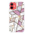 For iPhone 12 mini Marble Pattern Shockproof  TPU Protective Case (Rhombus White Purple) - 1