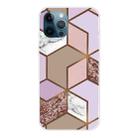 For iPhone 12 / 12 Pro Marble Pattern Shockproof  TPU Protective Case(Rhombus Orange Purple) - 1