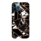 For iPhone 12 Pro Max Marble Pattern Shockproof  TPU Protective Case(Rhombus Black) - 1