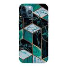 For iPhone 12 Pro Max Marble Pattern Shockproof  TPU Protective Case(Rhombus Dark Green) - 1