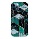 For iPhone 12 Pro Max Marble Pattern Shockproof  TPU Protective Case(Rhombus Dark Green) - 1