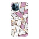 For iPhone 12 Pro Max Marble Pattern Shockproof  TPU Protective Case(Rhombus White Purple) - 1