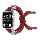 Skull Umbrella Cord Braided Watch Band For Apple Watch Ultra 49mm / Series 8&7 45mm / SE 2&6&SE&5&4 44mm / 3&2&1 42mm(Dark Red) - 1