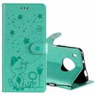 For Huawei Y9a Cat Bee Embossing Pattern Shockproof Horizontal Flip Leather Case with Holder & Card Slots & Wallet(Green) - 1