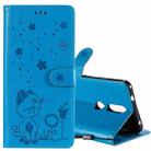 For Nokia 2.4 Cat Bee Embossing Pattern Shockproof Horizontal Flip Leather Case with Holder & Card Slots & Wallet(Blue) - 1