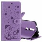 For Nokia 2.4 Cat Bee Embossing Pattern Shockproof Horizontal Flip Leather Case with Holder & Card Slots & Wallet(Purple) - 1