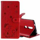 For Nokia 2.4 Cat Bee Embossing Pattern Shockproof Horizontal Flip Leather Case with Holder & Card Slots & Wallet(Red) - 1