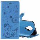 For Nokia 3.4 Cat Bee Embossing Pattern Shockproof Horizontal Flip Leather Case with Holder & Card Slots & Wallet(Blue) - 1