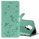 For Nokia 3.4 Cat Bee Embossing Pattern Shockproof Horizontal Flip Leather Case with Holder & Card Slots & Wallet(Green) - 1