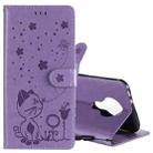 For Nokia 3.4 Cat Bee Embossing Pattern Shockproof Horizontal Flip Leather Case with Holder & Card Slots & Wallet(Purple) - 1