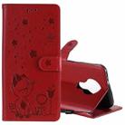 For Nokia 3.4 Cat Bee Embossing Pattern Shockproof Horizontal Flip Leather Case with Holder & Card Slots & Wallet(Red) - 1