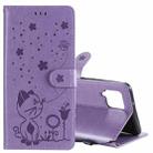 For Samsung Galaxy A42 5G Cat Bee Embossing Pattern Shockproof Horizontal Flip Leather Case with Holder & Card Slots & Wallet(Purple) - 1
