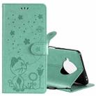 For Xiaomi 10T Lite 5G / Redmi Note 9 Pro 5G Cat Bee Embossing Pattern Shockproof Horizontal Flip Leather Case with Holder & Card Slots & Wallet(Green) - 1