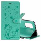 For Xiaomi 10T Pro 5G / 10T 5G Cat Bee Embossing Pattern Shockproof Horizontal Flip Leather Case with Holder & Card Slots & Wallet(Green) - 1