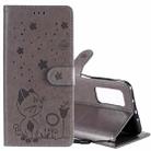 For Xiaomi 10T Pro 5G / 10T 5G Cat Bee Embossing Pattern Shockproof Horizontal Flip Leather Case with Holder & Card Slots & Wallet(Grey) - 1