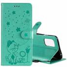 For OnePlus 8T Cat Bee Embossing Pattern Shockproof Horizontal Flip Leather Case with Holder & Card Slots & Wallet(Green) - 1