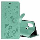 For OnePlus Nord N10 5G Cat Bee Embossing Pattern Shockproof Horizontal Flip Leather Case with Holder & Card Slots & Wallet(Green) - 1