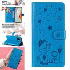 For OnePlus Nord N100 5G Cat Bee Embossing Pattern Shockproof Horizontal Flip Leather Case with Holder & Card Slots & Wallet(Blue) - 1