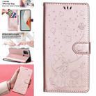 For OnePlus Nord N100 5G Cat Bee Embossing Pattern Shockproof Horizontal Flip Leather Case with Holder & Card Slots & Wallet(Rose Gold) - 1