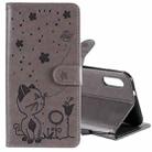 For LG K22 / K22 Plus Cat Bee Embossing Pattern Shockproof Horizontal Flip Leather Case with Holder & Card Slots & Wallet(Grey) - 1