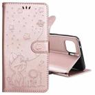 For OPPO F17 Pro / Reno4 Lite Cat Bee Embossing Pattern Shockproof Horizontal Flip Leather Case with Holder & Card Slots & Wallet(Rose Gold) - 1