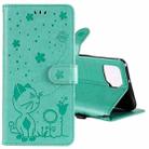 For OPPO F17 / A73 (2020) 4G Cat Bee Embossing Pattern Shockproof Horizontal Flip Leather Case with Holder & Card Slots & Wallet(Green) - 1