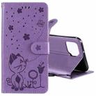 For OPPO F17 / A73 (2020) 4G Cat Bee Embossing Pattern Shockproof Horizontal Flip Leather Case with Holder & Card Slots & Wallet(Purple) - 1