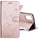 For OPPO Realme 7 Pro Cat Bee Embossing Pattern Shockproof Horizontal Flip Leather Case with Holder & Card Slots & Wallet(Rose Gold) - 1