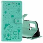 For OPPO Realme 7i / C17 Cat Bee Embossing Pattern Shockproof Horizontal Flip Leather Case with Holder & Card Slots & Wallet(Green) - 1