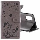 For OPPO Reno4 4G (Indian Version) Cat Bee Embossing Pattern Shockproof Horizontal Flip Leather Case with Holder & Card Slots & Wallet(Grey) - 1