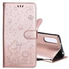 For Sony Xperia 5 II Cat Bee Embossing Pattern Shockproof Horizontal Flip Leather Case with Holder & Card Slots & Wallet(Rose Gold) - 1