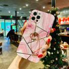For iPhone 11 Pro Electroplated Marble Pattern TPU Protective Casewith Ring Holder (Pink) - 1