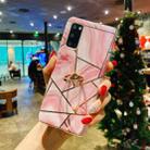 For Samsung Galaxy S20 Electroplated Marble Pattern TPU Protective Case with Ring Holder(Pink) - 1