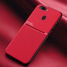 For OPPO R11s Classic Tilt Strip Grain Magnetic Shockproof PC + TPU Case(Red) - 1