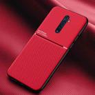 For OPPO Reno2 Classic Tilt Strip Grain Magnetic Shockproof PC + TPU Case(Red) - 1