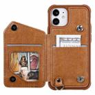 For iPhone 12 mini Zipper Double Buckle Shockproof Protective Case with Stand & Photo Holder & Wallet Function (Brown) - 4