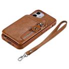 For iPhone 12 mini Zipper Double Buckle Shockproof Protective Case with Stand & Photo Holder & Wallet Function (Brown) - 7