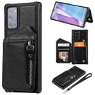 For Samsung Galaxy Note20 Zipper Double Buckle Shockproof Protective Case with Stand & Photo Holder & Wallet Function(Black) - 1
