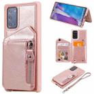 For Samsung Galaxy Note20 Zipper Double Buckle Shockproof Protective Case with Stand & Photo Holder & Wallet Function(Rose Gold) - 1